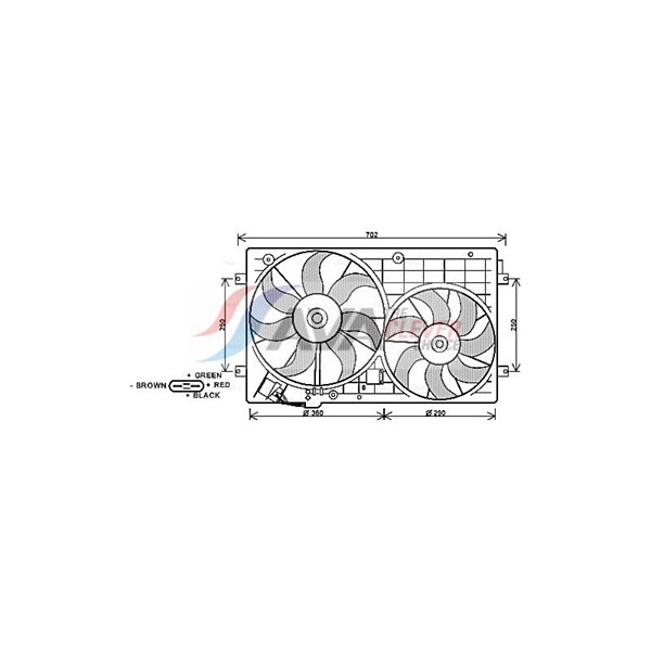 AVA QUALITY COOLING Ventilator, motorkjøling, Høyre, V - P2116825 - audi, seat, skoda, vw - OE 1K0121207BB, 1K0121207BB9B9, 1K0121207T
