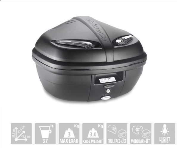 MC toppboks Kappa Monolock svart 37L