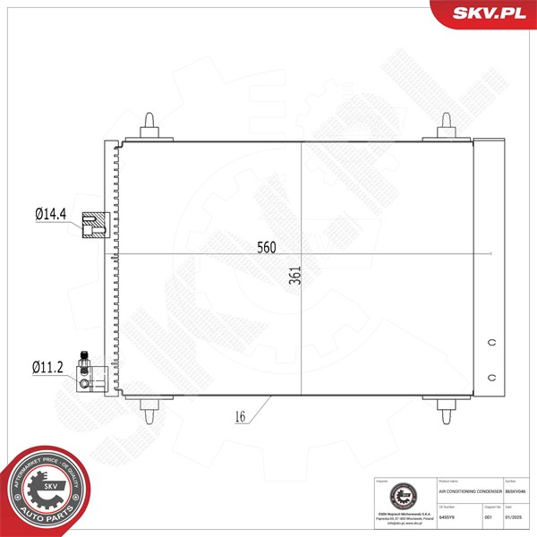 Kondensator, klimaanlegg ESEN SKV ESEN SKV
