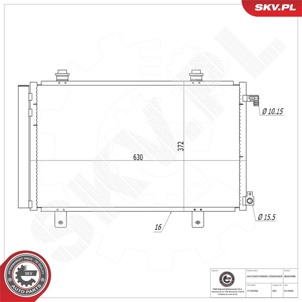 Kondensator, klimaanlegg ESEN SKV ESEN SKV