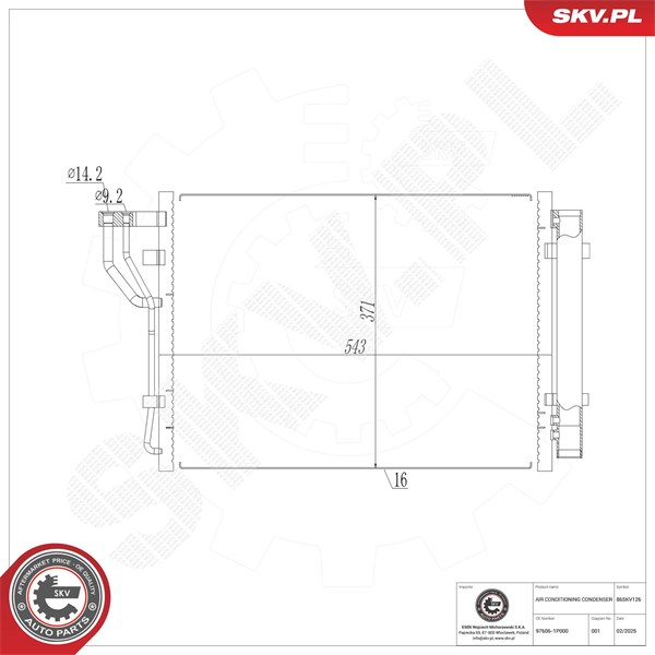 Kondensator, klimaanlegg ESEN SKV ESEN SKV