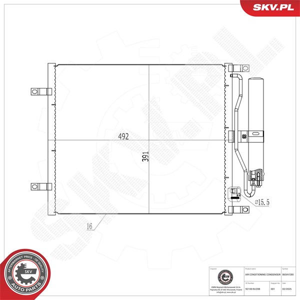 Kondensator, klimaanlegg ESEN SKV ESEN SKV