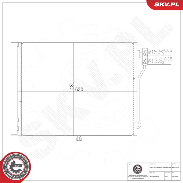 Kondensator, klimaanlegg ESEN SKV ESEN SKV