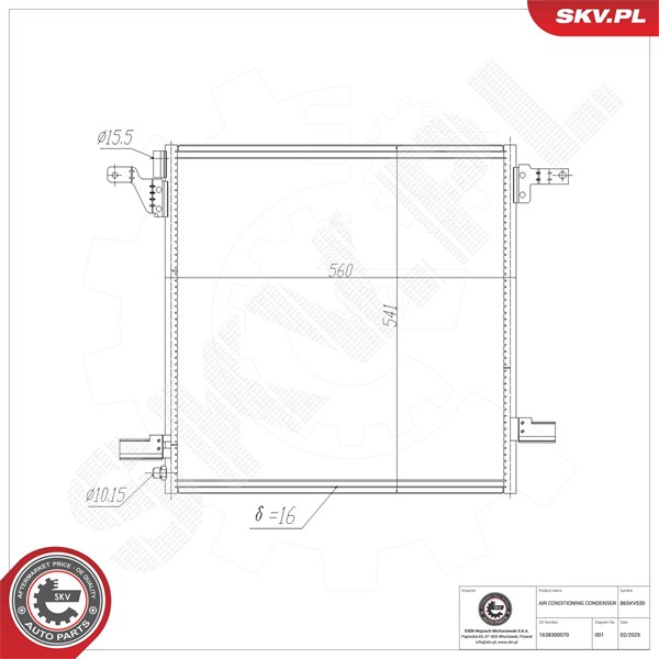 Kondensator, klimaanlegg ESEN SKV ESEN SKV