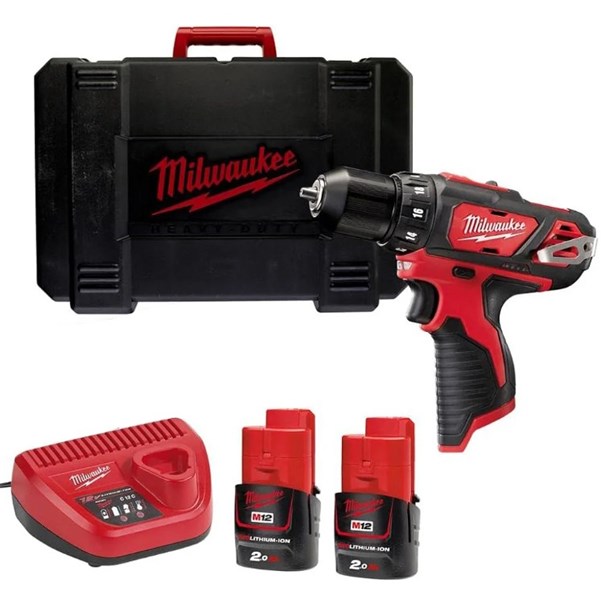 M12 Skrutrekker 12V med 2x2.0Ah Batterier, Lader & Koffert MILWAU MILWAUKEE