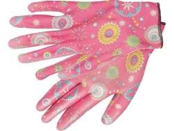 Hagehansker Blomster - Mørk rosa, Str. 8 FLO Flo