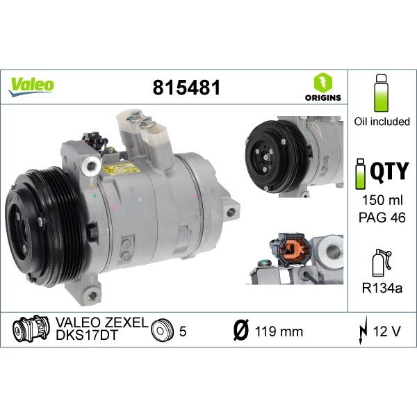 Kompressor, klimaanlegg 12V VALEO VALEO