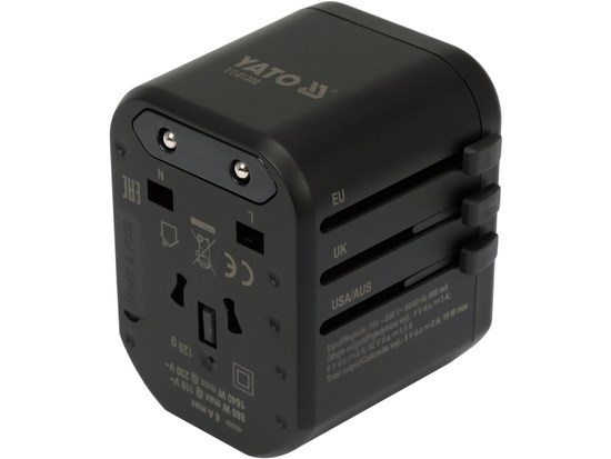 Reiseadapter med USB og hurtiglader 20W YATO Yato