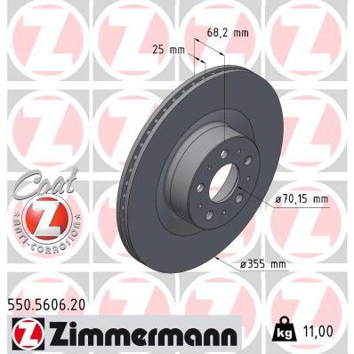 Bremseskive Innvendig ventilert, Framaksel ZIMMERMANN Coat z ZIMMERMANN