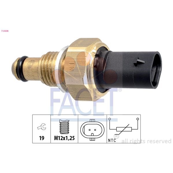Sensor, drivstofftemperatur FACET vinklet FACET