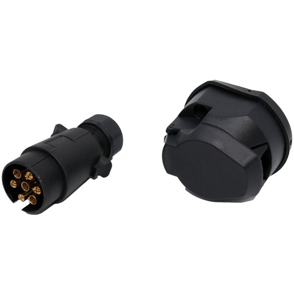 Tilhengerkontakt + uttak plast 12V 7-polet