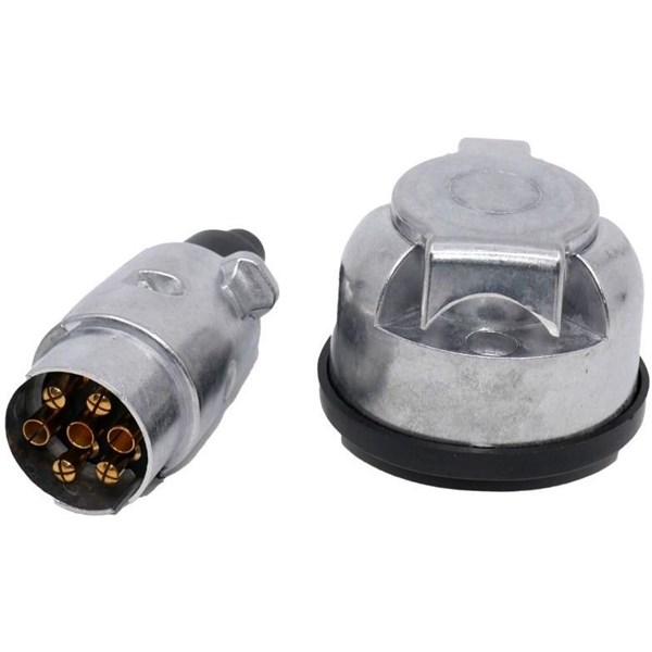 Tilhengerkontakt + uttak metall 12V 7-polet