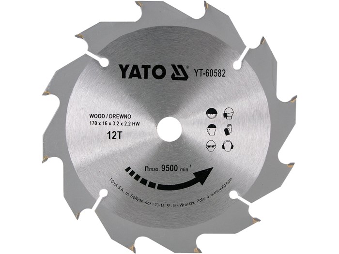 TCT-blad for tre 170x12T x16 mm YATO Yato