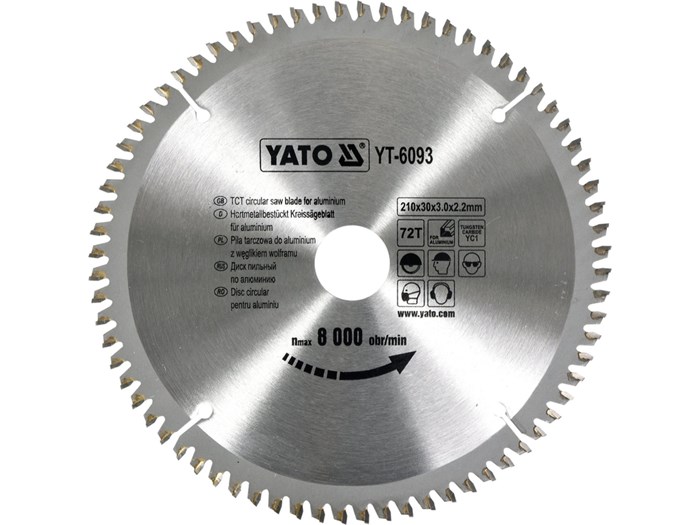 TCT-blad for aluminium 210x72T x30 mm YATO Yato