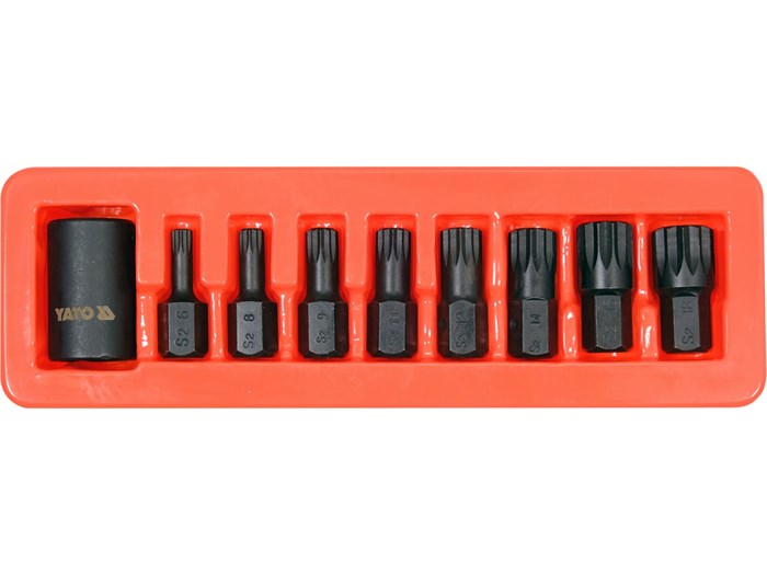 Slagskruebits spline 1/2" sett med holder 9 deler YATO Yato