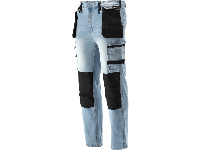 Stretchjeans lyseblå str S YATO Yato