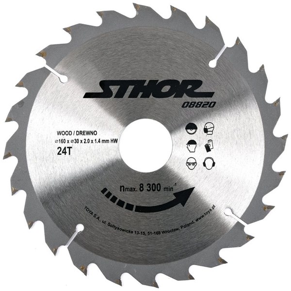 Hardmetall-sagblad 160 mm 24T hål 30 mm STHOR STHOR