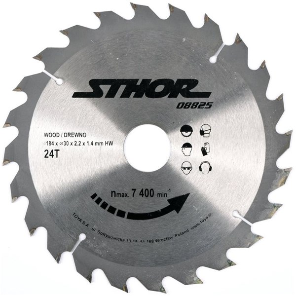 Hardmetall-sagblad 184 mm 24T hål 30 mm STHOR STHOR