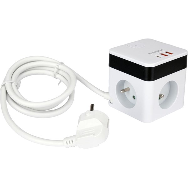 Kubeformet grenuttak med USB 3-vägs 1,5 m STHOR STHOR