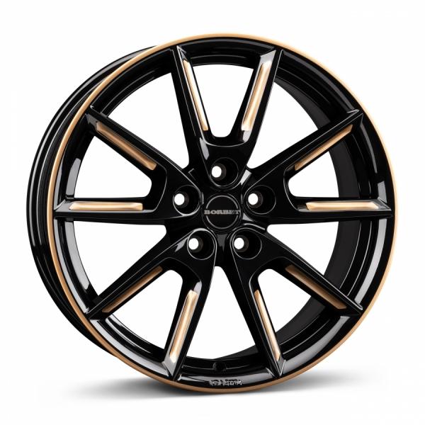 BORBET LX18 Black Glossy Gold Spoke Rim - 8/18 5/114.3 ET40 B72.6