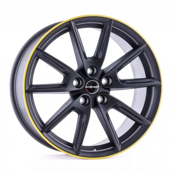 BORBET LX18 Black Matt Rim Yellow - 8/18 5/112 ET44 B57.1