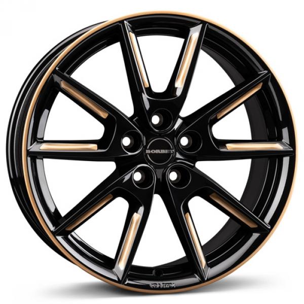 Borbet LX19 Black Glossy Gold Spoke Rim Borbet