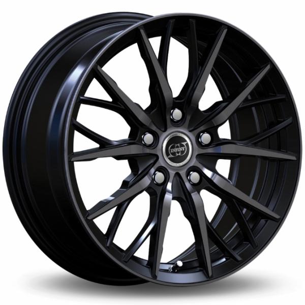INFINY Spike Bright Black Machined Face Black Lip 7.5x17 4/108 ET42 B73.1