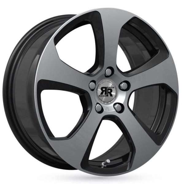 Racer Five Bright Black Machined Face - 8/18 5/100 ET35 B57.1