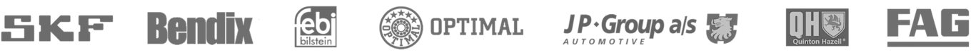 Logoer for produsenter av bildeler: SKF, Bendix, Febi Bilstein, Optimal, JP Group, Quinton Hazell, FAG