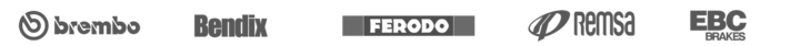 Logoer for produsenter av bremse deler: Brembo, Bendix, Ferodo, Remsa, EBC Brakes