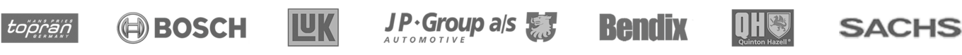 Logoer for produsenter av drivknuter og drivlinjekomponenter: Topran, Bosch, LUK, JP Group, Bendix, Quinton Hazell, Sachs